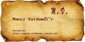 Mancz Valdemár névjegykártya